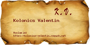 Kolonics Valentin névjegykártya